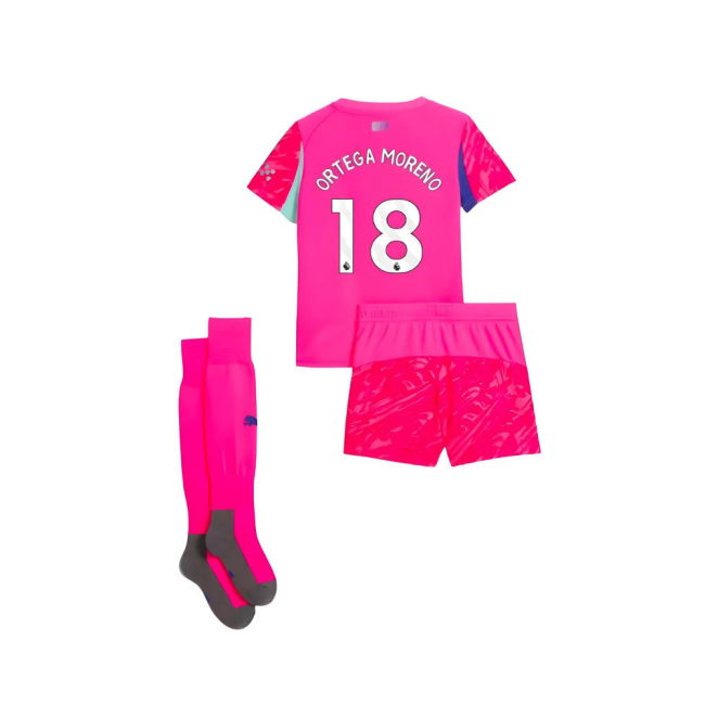 2025-2026 Man City Home Goalkeeper Mini Kit (Pink) (Ortega Moreno 18)