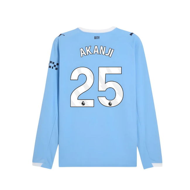 2025-2026 Man City Long Sleeve Home Shirt (Akanji 25)