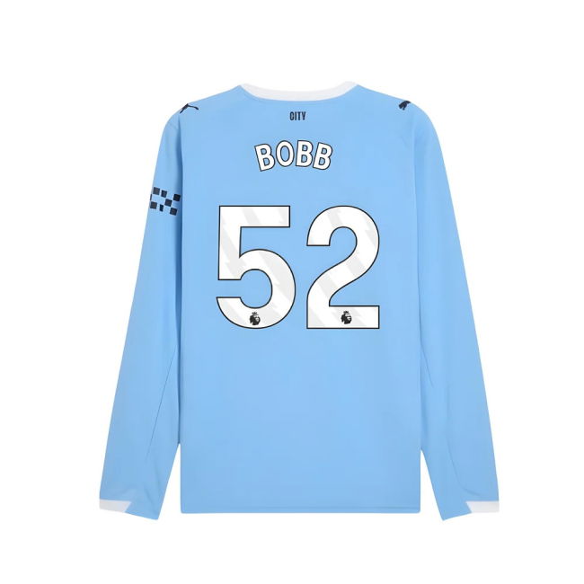 2025-2026 Man City Long Sleeve Home Shirt (Bobb 52)