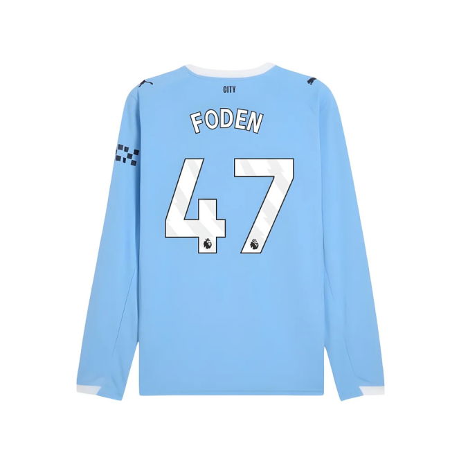 2025-2026 Man City Long Sleeve Home Shirt (Foden 47)
