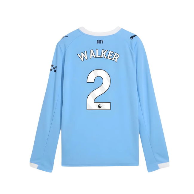 2025-2026 Man City Long Sleeve Home Shirt (Kids) (Walker 2)