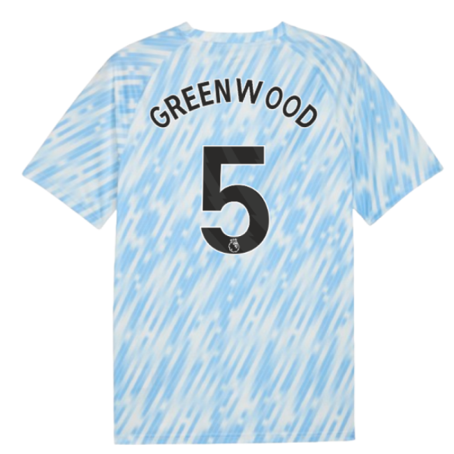 2025-2026 Man City Warm Up Jersey (Silver Sky) (Greenwood 5)