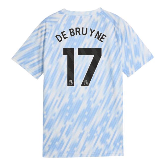 2025-2026 Man City Warm Up Jersey (Silver Sky) - Kids (De Bruyne 17)