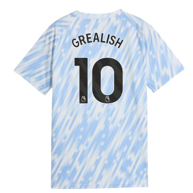 2025-2026 Man City Warm Up Jersey (Silver Sky) - Kids (Grealish 10)