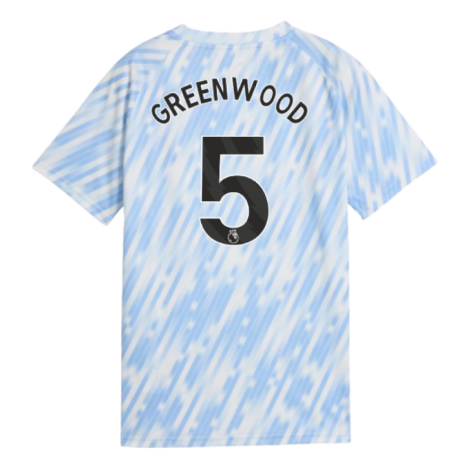 2025-2026 Man City Warm Up Jersey (Silver Sky) - Kids (Greenwood 5)