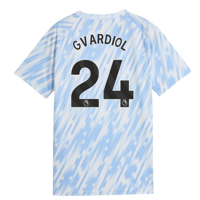 2025-2026 Man City Warm Up Jersey (Silver Sky) - Kids (Gvardiol 24)