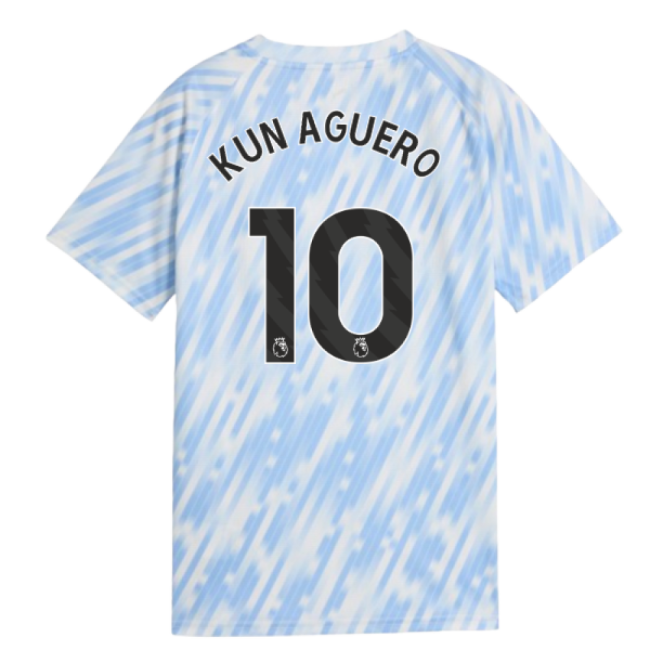 2025-2026 Man City Warm Up Jersey (Silver Sky) - Kids (Kun Aguero 10)