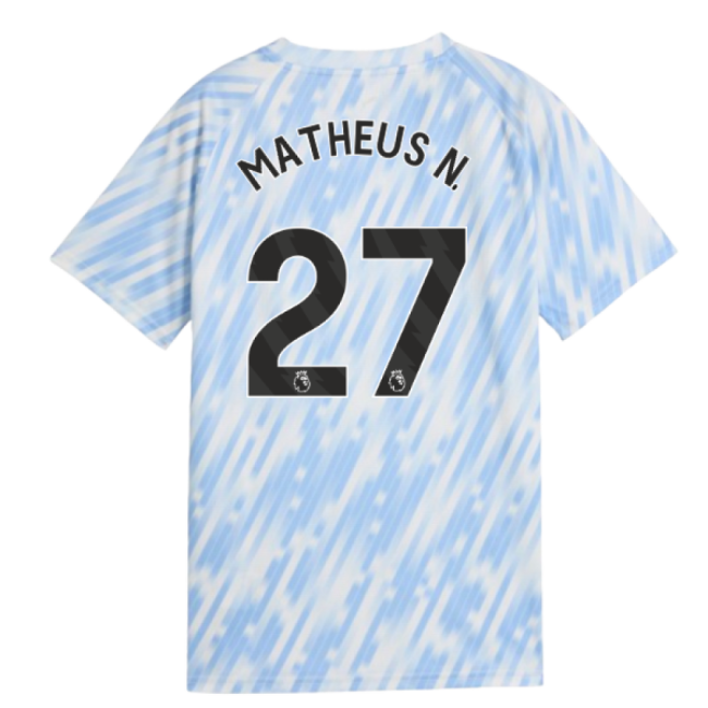 2025-2026 Man City Warm Up Jersey (Silver Sky) - Kids (Matheus N. 27)