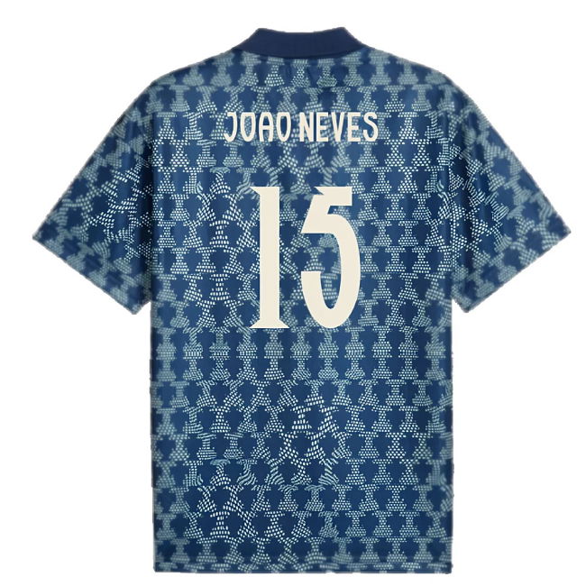 2025-2026 Portugal ftblNRGY+ Retro Jersey (Persian Blue) (Joao Neves 15)