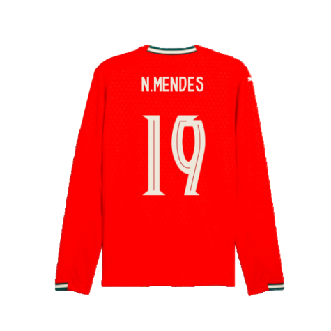 2025-2026 Portugal Long Sleeve Home Shirt (N.Mendes 19)