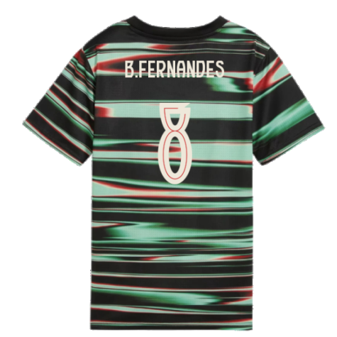 2025-2026 Portugal Prematch SS Jersey (Black) - Kids (B.Fernandes 8)