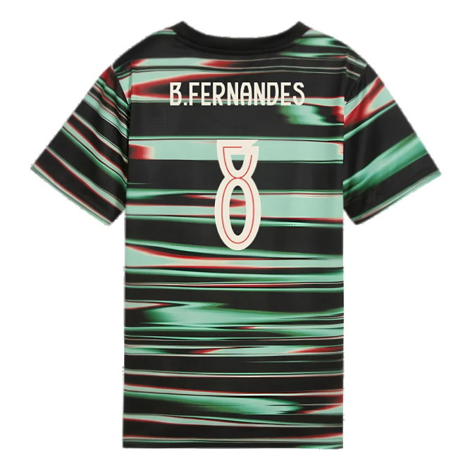 2025-2026 Portugal Prematch SS Jersey (Black) - Kids (B.Fernandes 8)