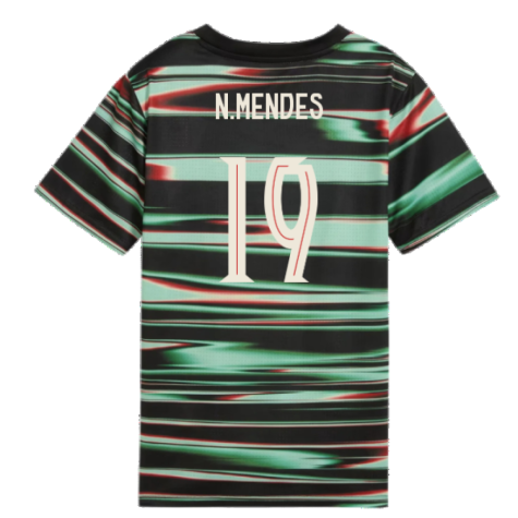 2025-2026 Portugal Prematch SS Jersey (Black) - Kids (N.Mendes 19)