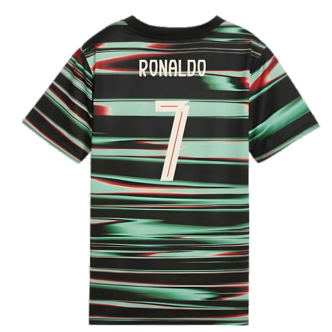 2025-2026 Portugal Prematch SS Jersey (Black) - Kids (Ronaldo 7)
