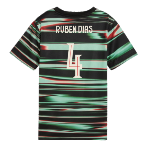 2025-2026 Portugal Prematch SS Jersey (Black) - Kids (Ruben Dias 4)