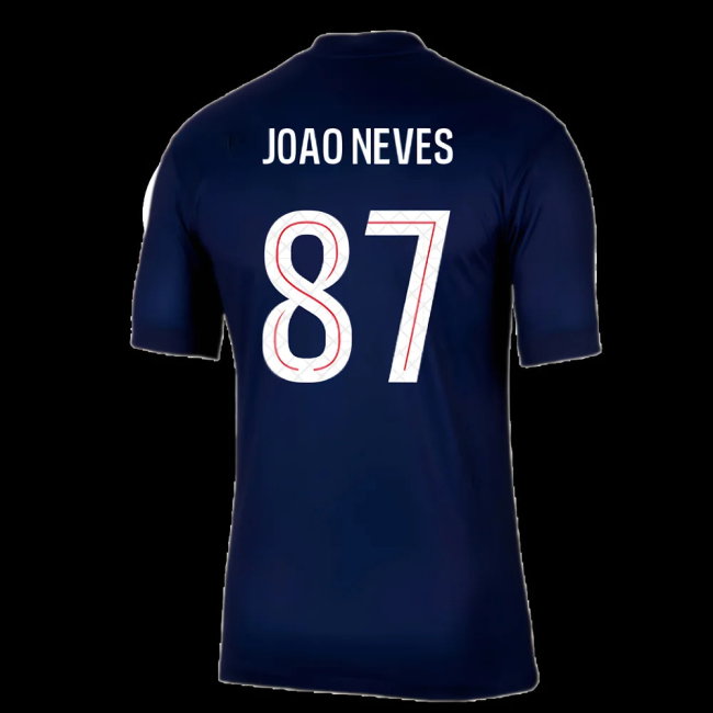 2025-2026 PSG Paris Saint Germain Home Shirt (Joao Neves 87)