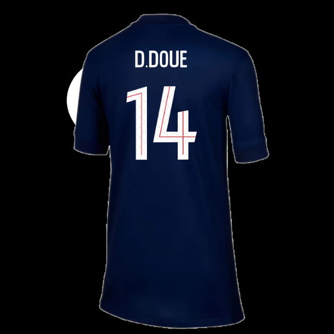2025-2026 PSG Paris Saint Germain Home Shirt (Kids) (D.Doue 14)