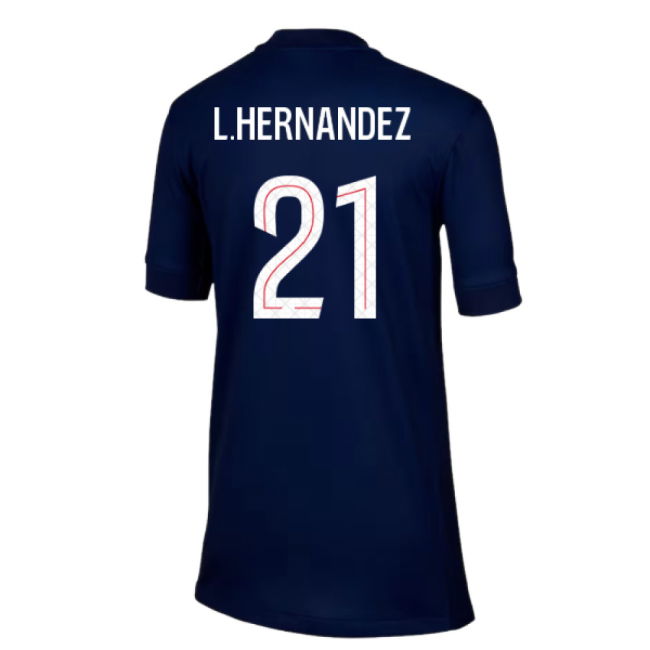 2025-2026 PSG Paris Saint Germain Home Shirt (Kids) (L.Hernandez 21)
