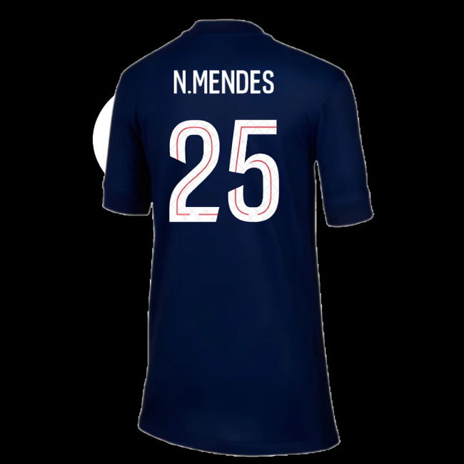 2025-2026 PSG Paris Saint Germain Home Shirt (Kids) (N.Mendes 25)
