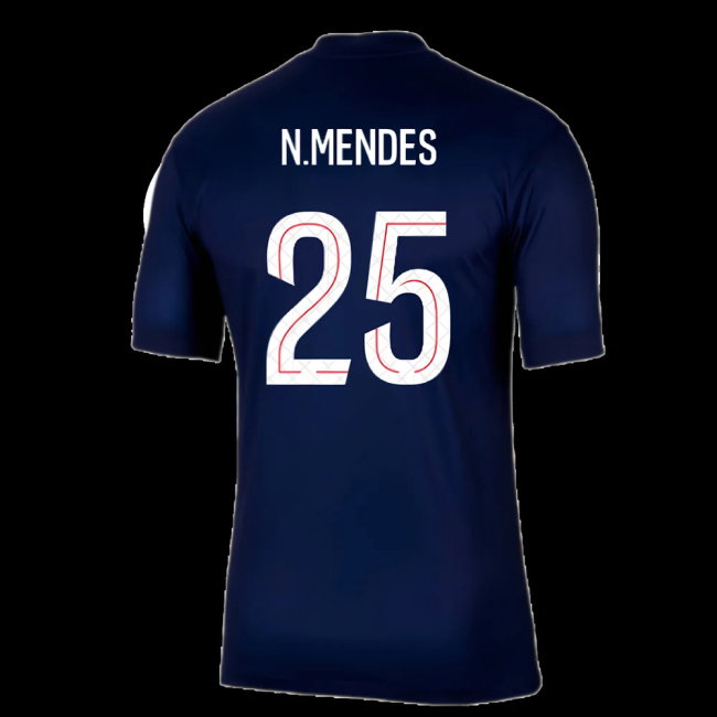 2025-2026 PSG Paris Saint Germain Home Shirt (N.Mendes 25)