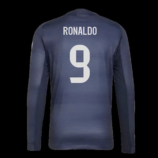 2025-2026 Real Madrid Authentic Long Sleeve Away Shirt (Ronaldo 9)