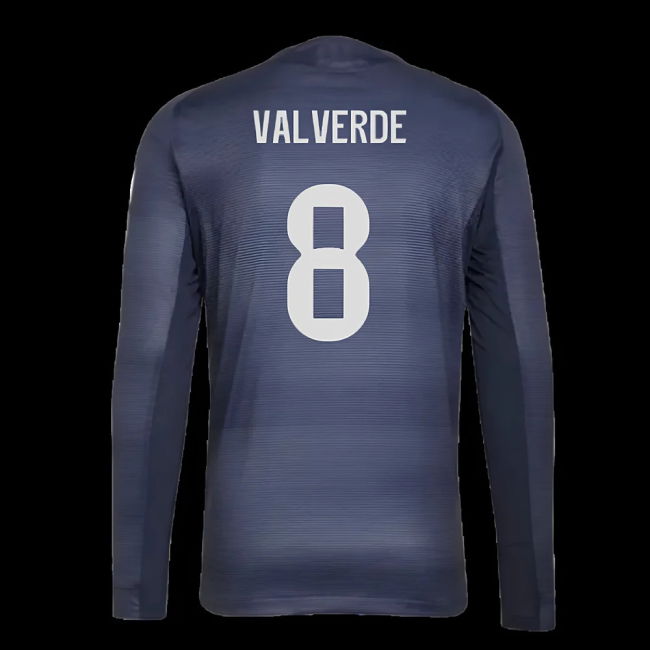 2025-2026 Real Madrid Authentic Long Sleeve Away Shirt (Valverde 8)