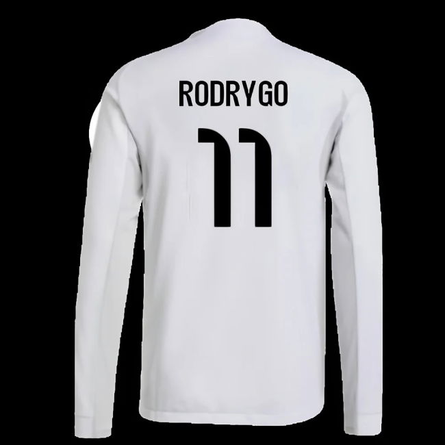 2025-2026 Real Madrid Authentic Long Sleeve Home Shirt (Rodrygo 11)