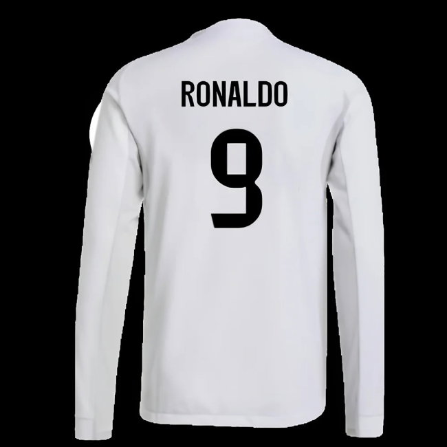 2025-2026 Real Madrid Authentic Long Sleeve Home Shirt (Ronaldo 9)