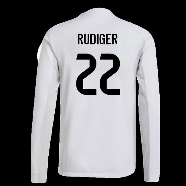 2025-2026 Real Madrid Authentic Long Sleeve Home Shirt (Rudiger 22)