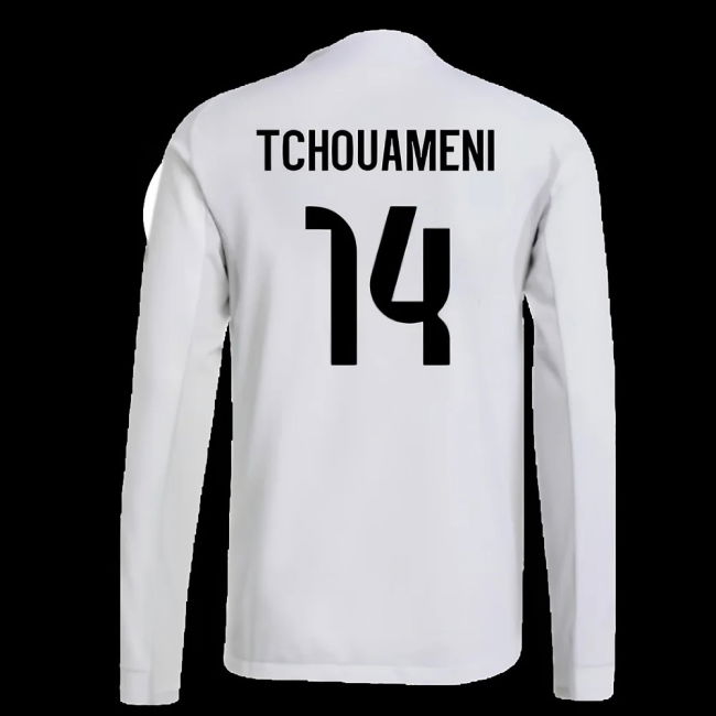 2025-2026 Real Madrid Authentic Long Sleeve Home Shirt (Tchouameni 14)