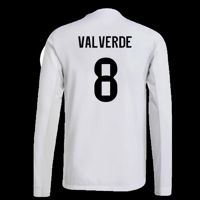 2025-2026 Real Madrid Authentic Long Sleeve Home Shirt (Valverde 8)