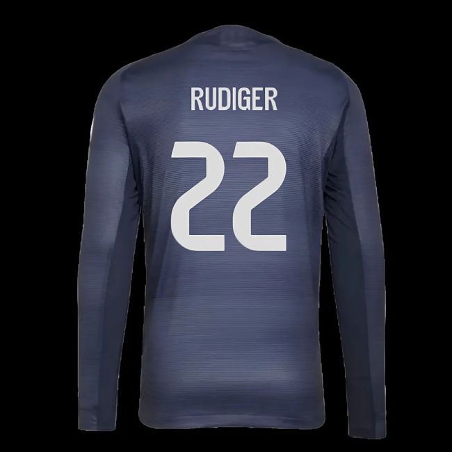 2025-2026 Real Madrid Long Sleeve Away Shirt (Rudiger 22)