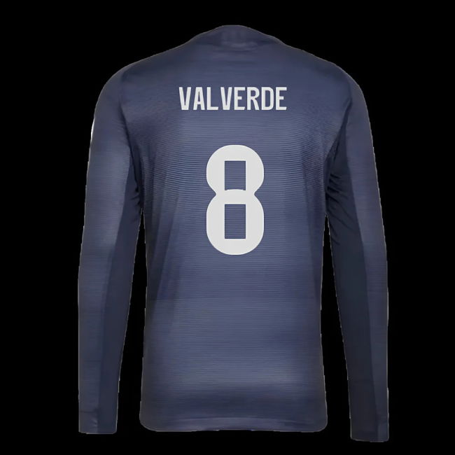 2025-2026 Real Madrid Long Sleeve Away Shirt (Valverde 8)