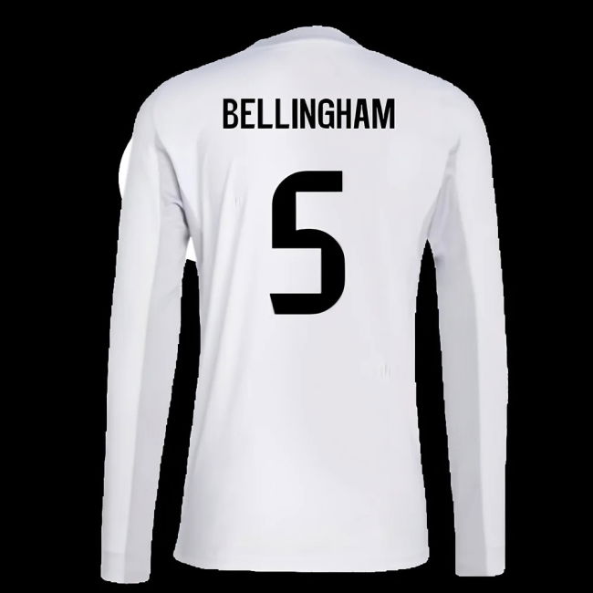 2025-2026 Real Madrid Long Sleeve Home Shirt (Bellingham 5)