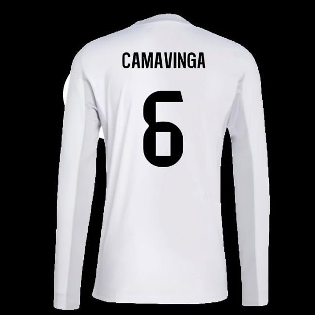 2025-2026 Real Madrid Long Sleeve Home Shirt (Camavinga 6)