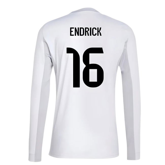 2025-2026 Real Madrid Long Sleeve Home Shirt (Endrick 16)