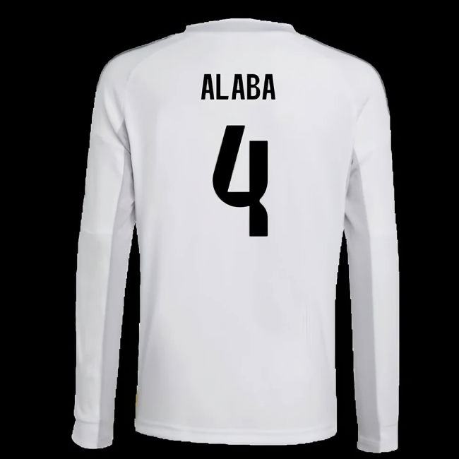 2025-2026 Real Madrid Long Sleeve Home Shirt (Kids) (Alaba 4)