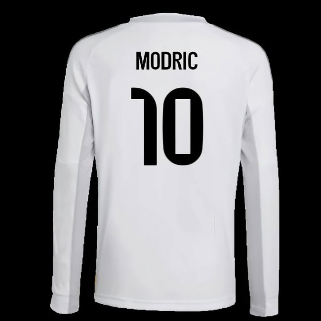 2025-2026 Real Madrid Long Sleeve Home Shirt (Kids) (Modric 10)