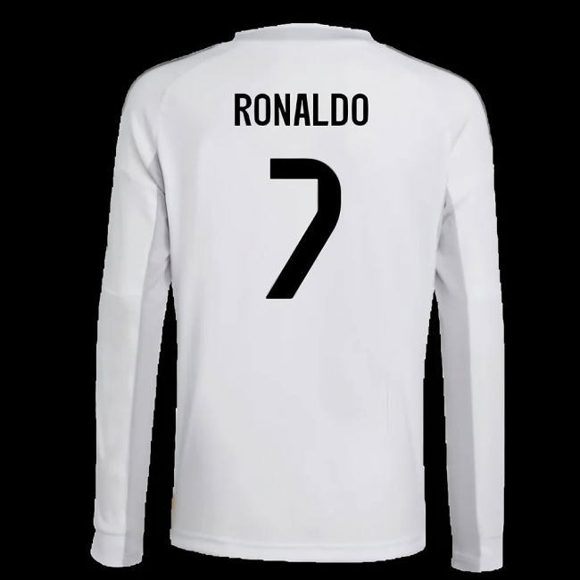 2025-2026 Real Madrid Long Sleeve Home Shirt (Kids) (Ronaldo 7)