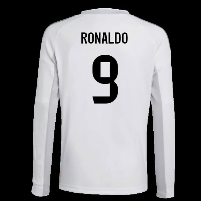 2025-2026 Real Madrid Long Sleeve Home Shirt (Kids) (Ronaldo 9)