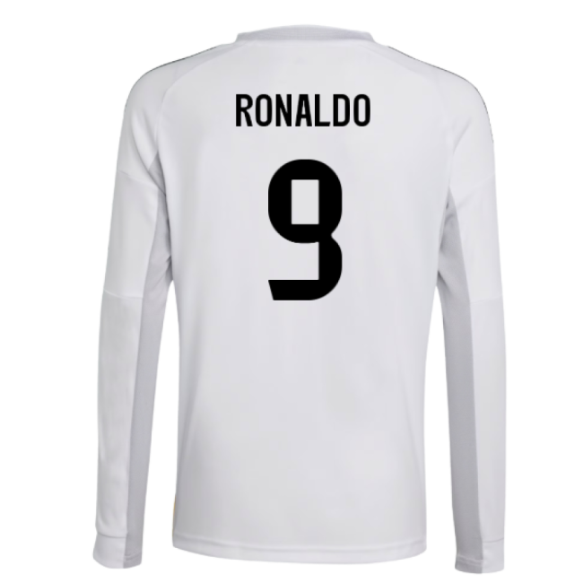 2025-2026 Real Madrid Long Sleeve Home Shirt (Kids) (Ronaldo 9)