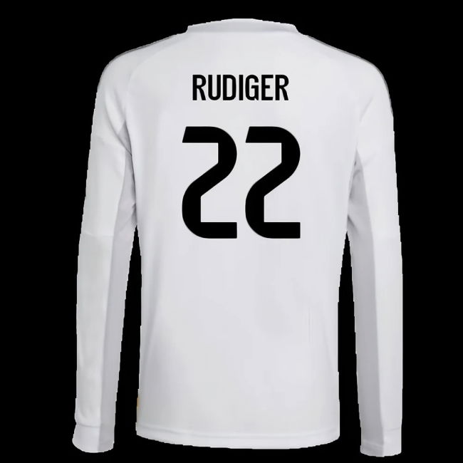 2025-2026 Real Madrid Long Sleeve Home Shirt (Kids) (Rudiger 22)