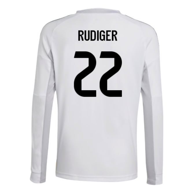 2025-2026 Real Madrid Long Sleeve Home Shirt (Kids) (Rudiger 22)
