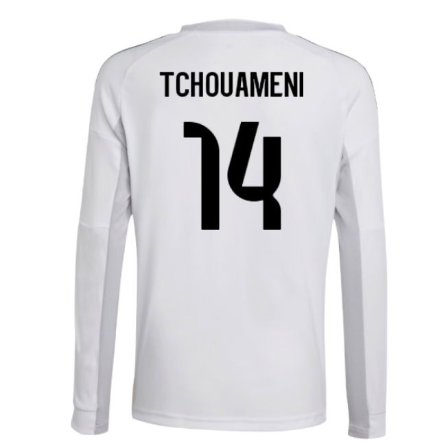 2025-2026 Real Madrid Long Sleeve Home Shirt (Kids) (Tchouameni 14)