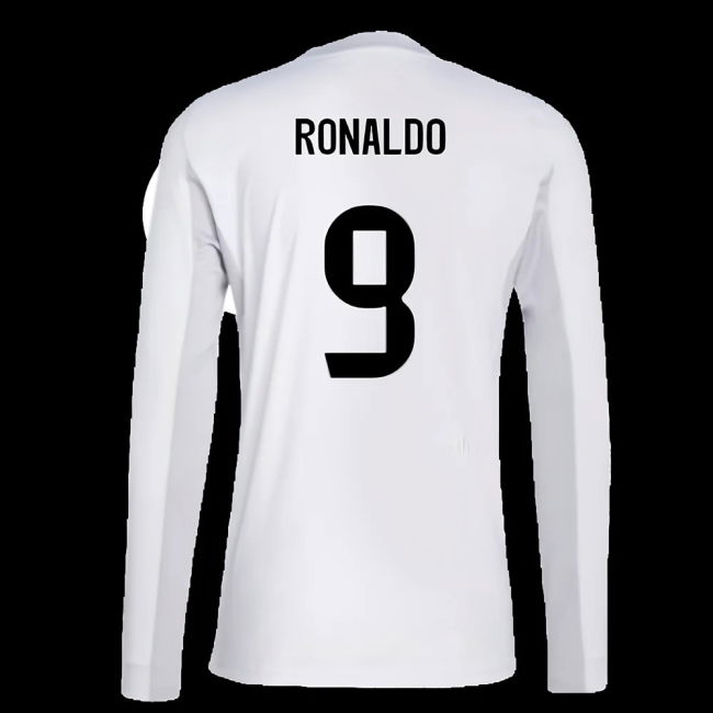 2025-2026 Real Madrid Long Sleeve Home Shirt (Ronaldo 9)