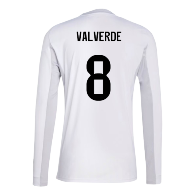 2025-2026 Real Madrid Long Sleeve Home Shirt (Valverde 8)