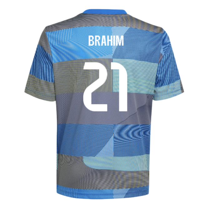 2025-2026 Real Madrid Pre-Match Shirt (Blue) - Kids (Brahim 21)