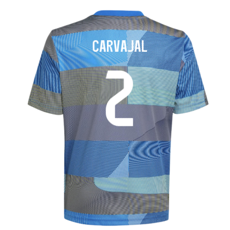 2025-2026 Real Madrid Pre-Match Shirt (Blue) - Kids (Carvajal 2)