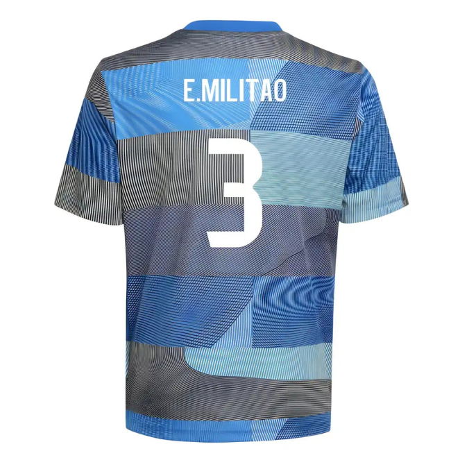 2025-2026 Real Madrid Pre-Match Shirt (Blue) - Kids (E.Militao 3)