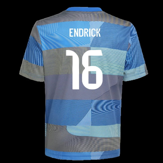 2025-2026 Real Madrid Pre-Match Shirt (Blue) - Kids (Endrick 16)